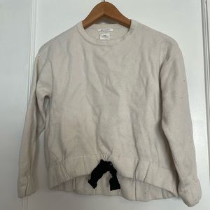 Zara Girls Knitwear Fancy Collection White Sweater with Black Bow Size 10